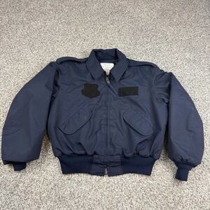 VTG Alpha Industries USAF Security Police Winter Bomber Jacket Navy Large 90s
